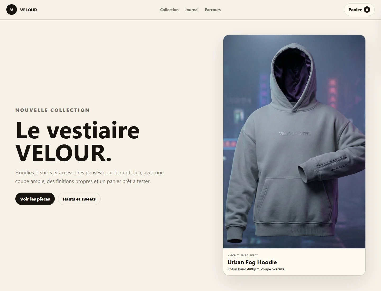 Capture du projet Velour